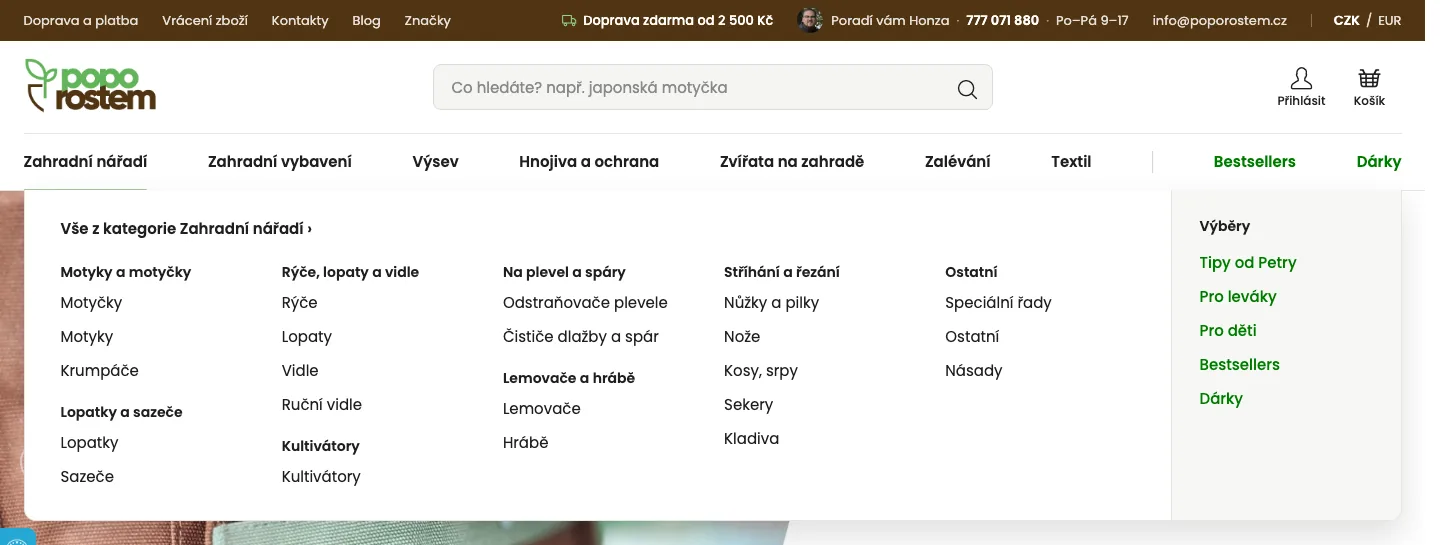 Panel Zahradní nářadí