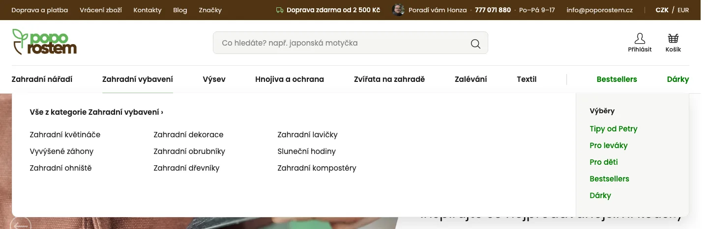 Panel Zahradní vybavení