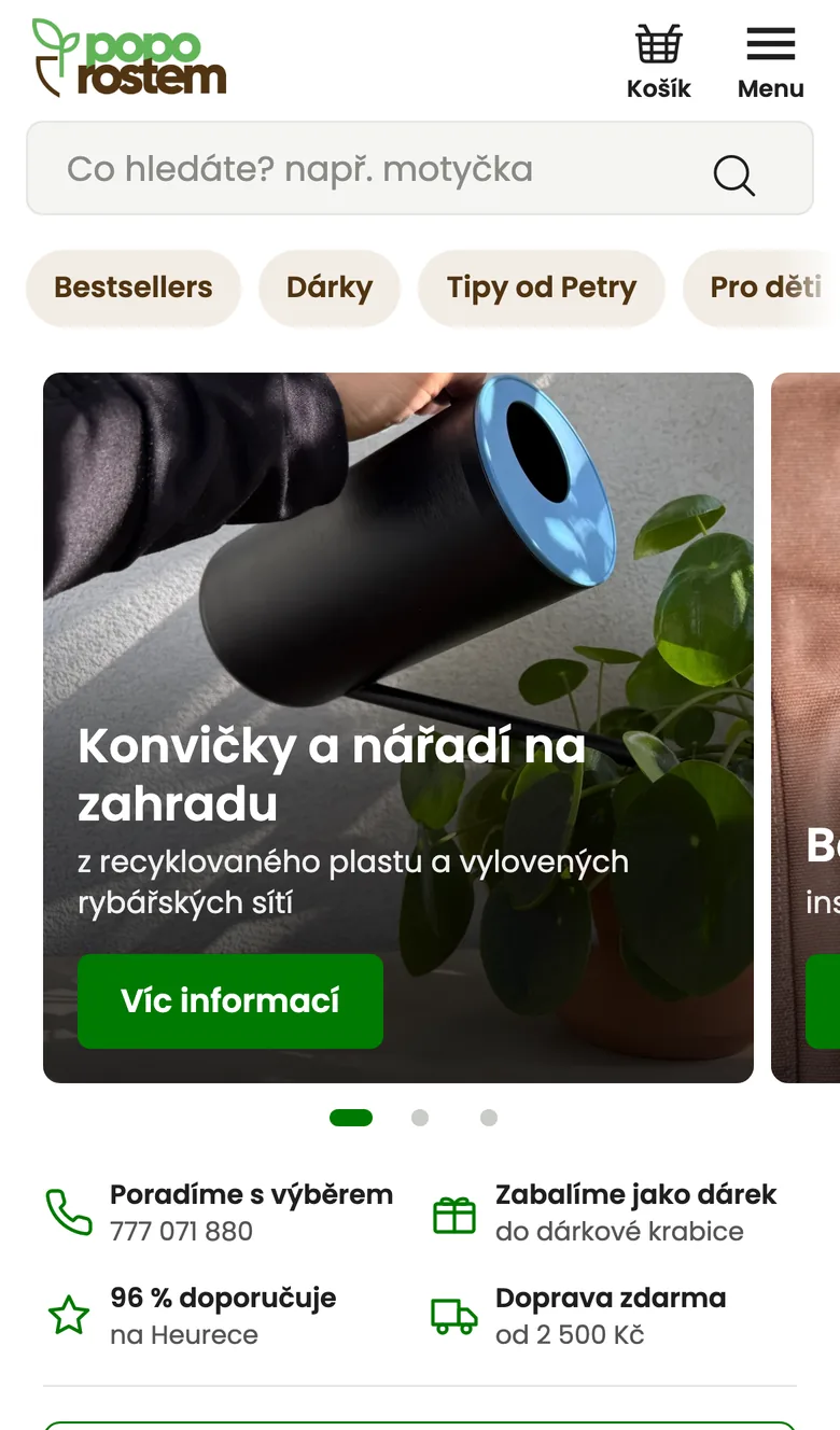 Nová úvodní stránka na mobilu